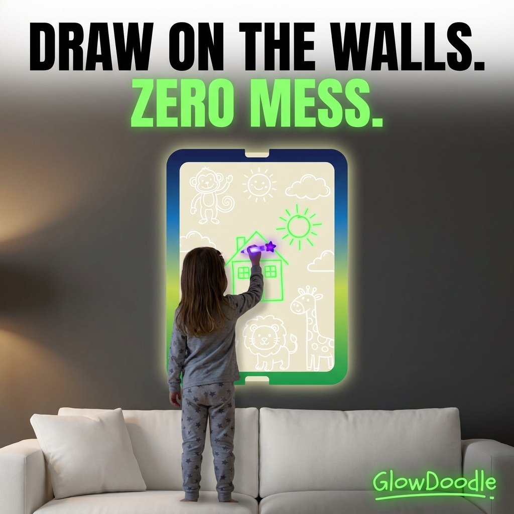 GlowDoodle™ Glow-in-the-Dark Wall Drawing Board