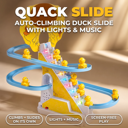 Quackslide auto-climbing duck slide with lights and music